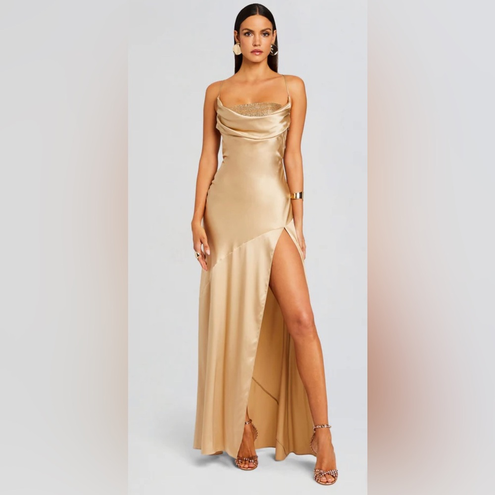 Retrofete Emery Embellished Silk Dress
